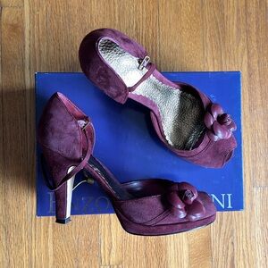 Enzo Angiolini Eaquizzical Dark Red Plum Suede Heels